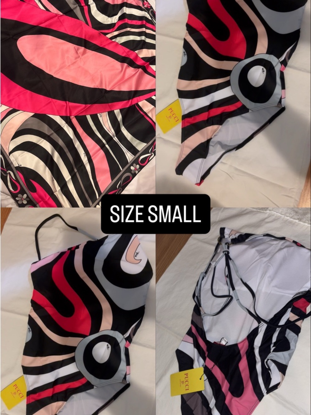 Emilio Pucci Pink Black White Wave-Print Swim Coverup